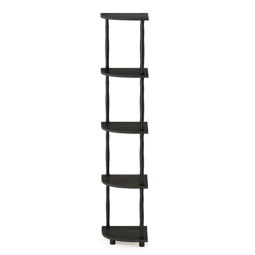 Furinno Turn-N-Tube 5 Tier Corner Display Rack Multipurpose Shelving Unit with Classic Tubes, Espresso/Black. Picture 3