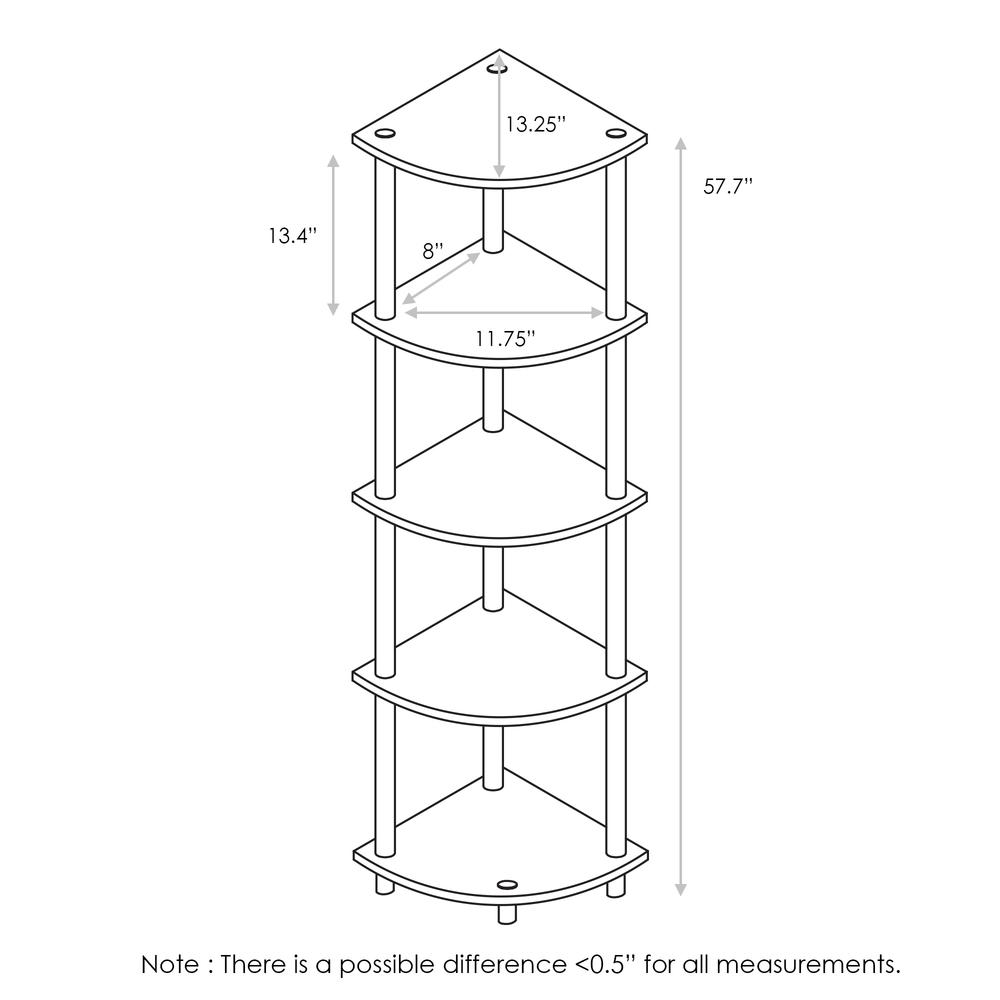 Furinno Turn-N-Tube 5 Tier Corner Display Rack Multipurpose Shelving Unit, Espresso/Black