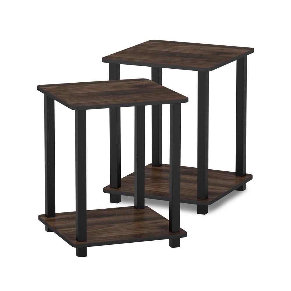 Furinno Simplistic End Table, Set of Two, Columbia Walnut/Black, 12127CWN/BK. Picture 1