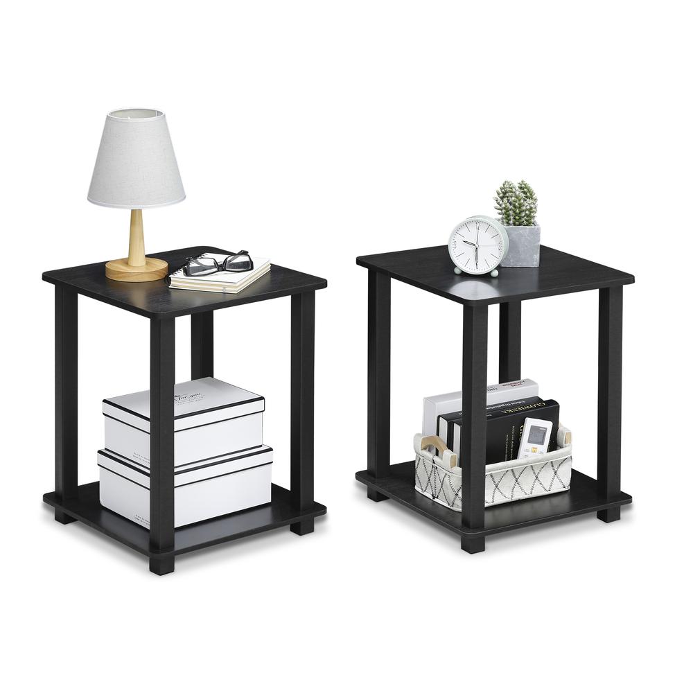 Simplistic End Table, Set of Two, Americano/Black. Picture 3