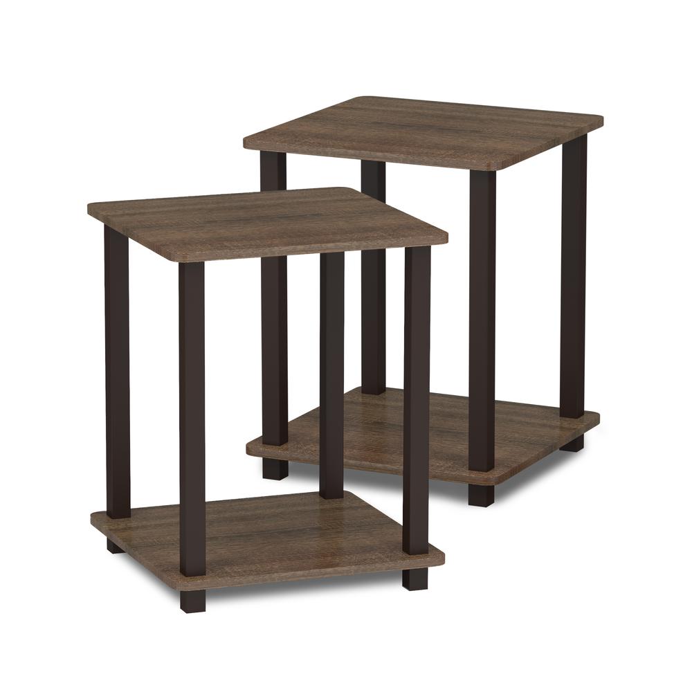 Furinno Simplistic End Table, Set of Two, Walnut/Brown. Picture 1