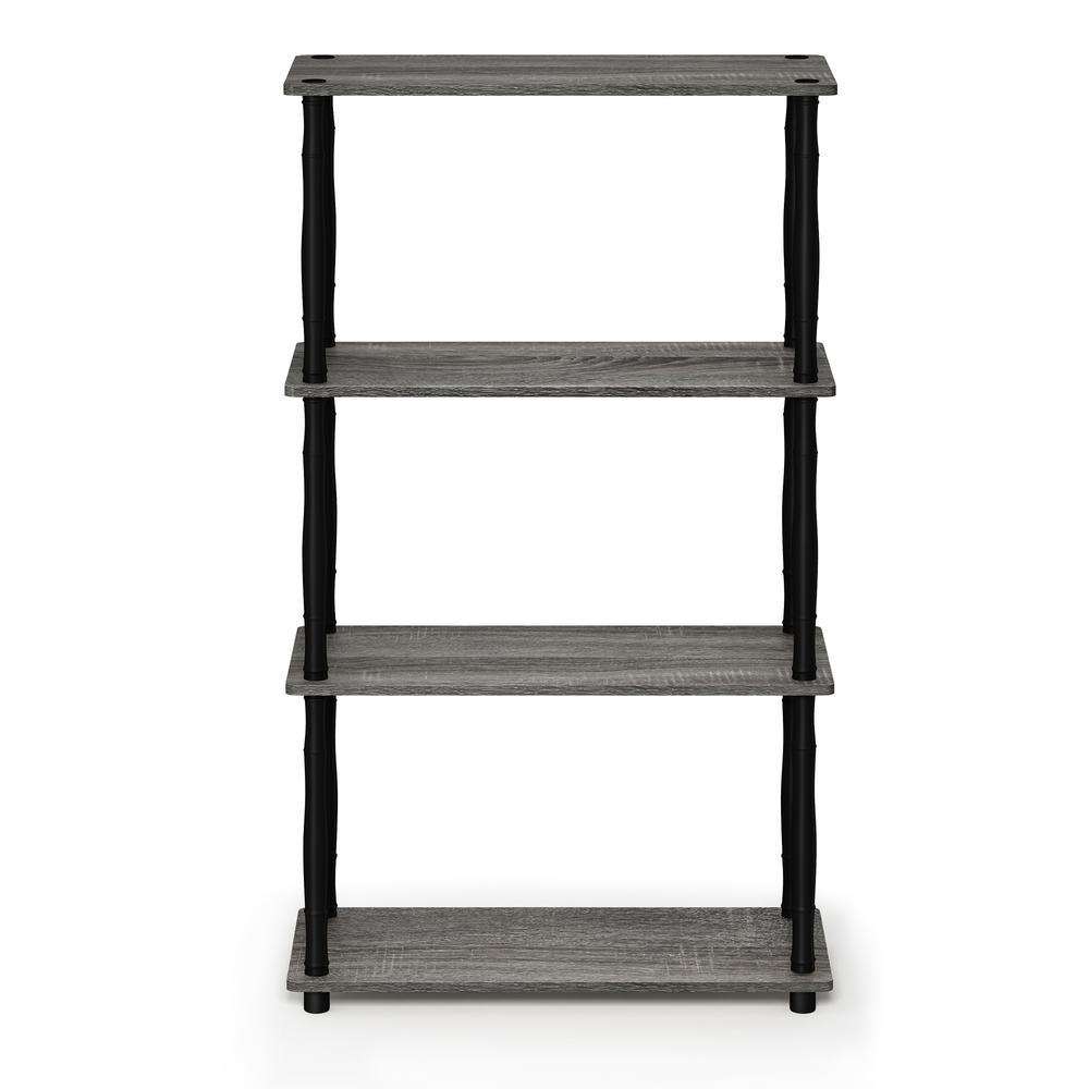 Furinno Turn-N-Tube 4-Tier Multipurpose Shelf Display Rack with Classic Tubes, French Oak Grey/Black, 18034GYW/BK. Picture 3