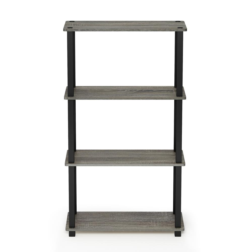 Furinno Turn-S-Tube 4-Tier Multipurpose Shelf Display Rack with Square Tube, French Oak Grey/Black, 18028GYW/BK. Picture 3