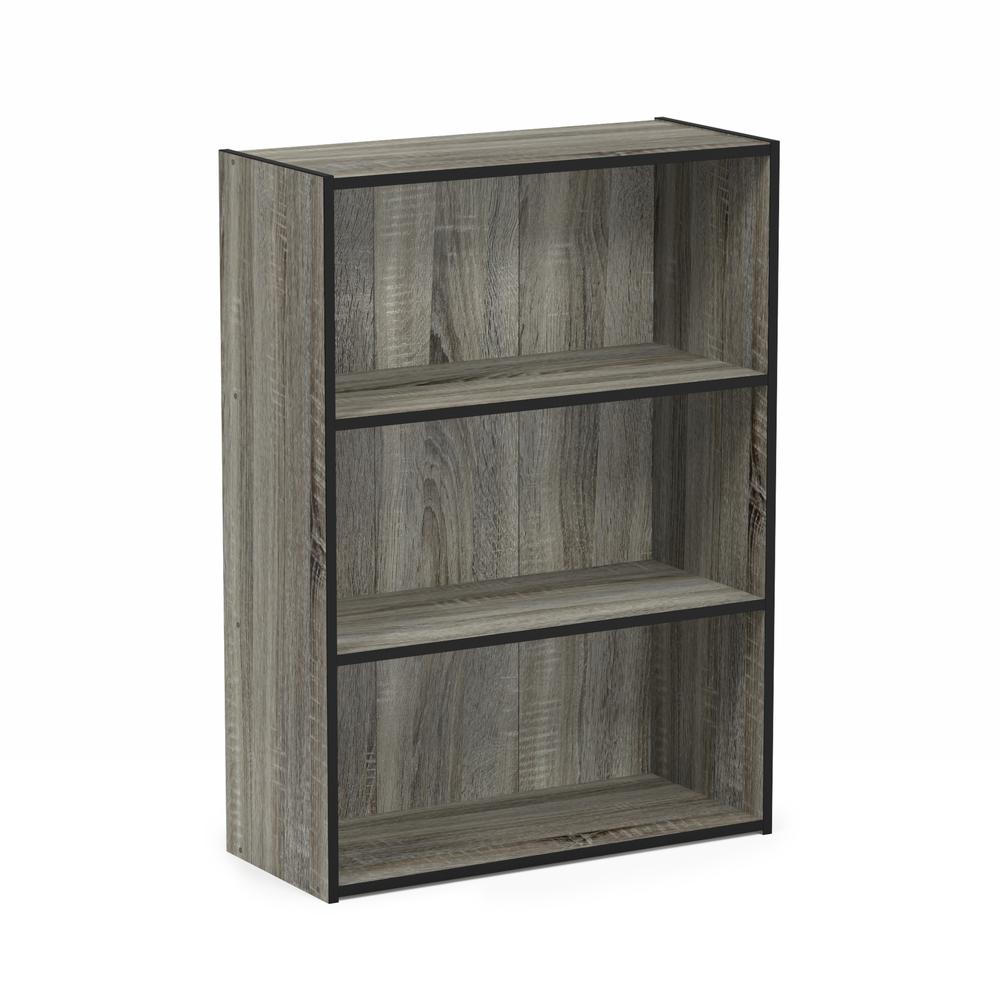 Furinno Pasir 3 Tier Open Shelf Bookcase, French Oak Grey, 11208GYW. Picture 1