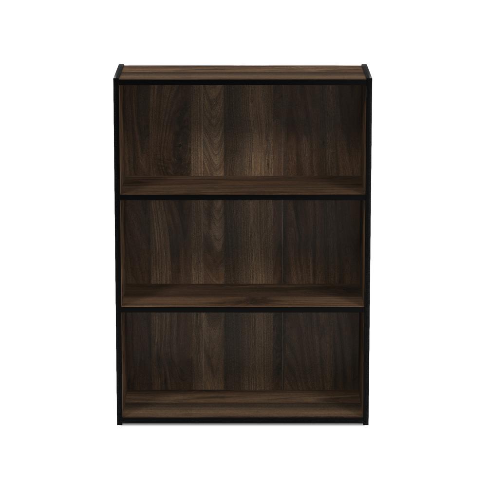 Furinno Pasir 3 Tier Open Shelf Bookcase, Columbia Walnut, 11208CWN. Picture 3