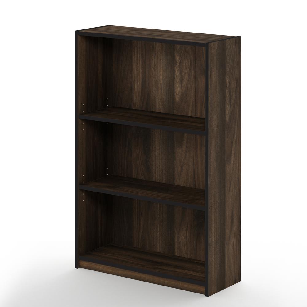 Furinno JAYA Simple Home 3-Tier Adjustable Shelf Bookcase, Columbia Walnut, 14151R1CWN. Picture 1