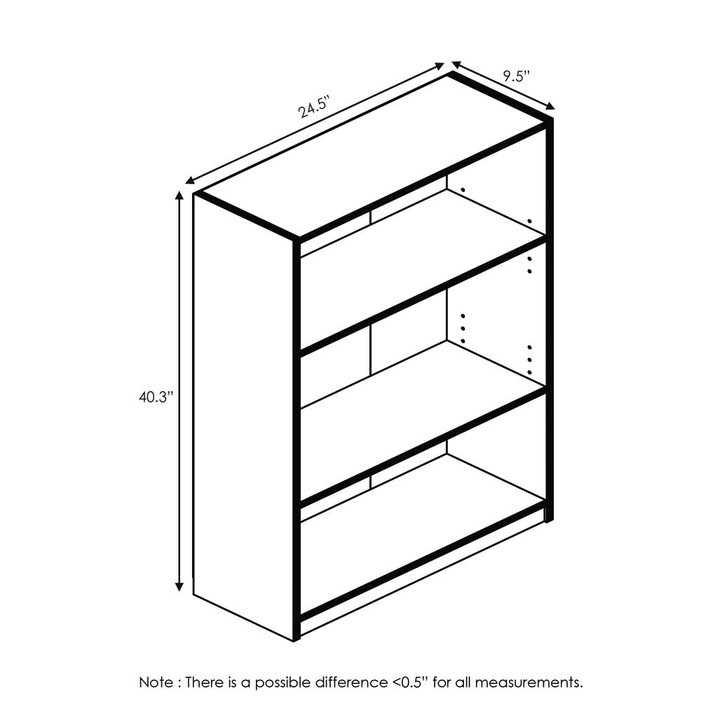 Furinno JAYA Simple Home 3-Tier Adjustable Shelf Bookcase, Columbia Walnut, 14151R1CWN. Picture 2