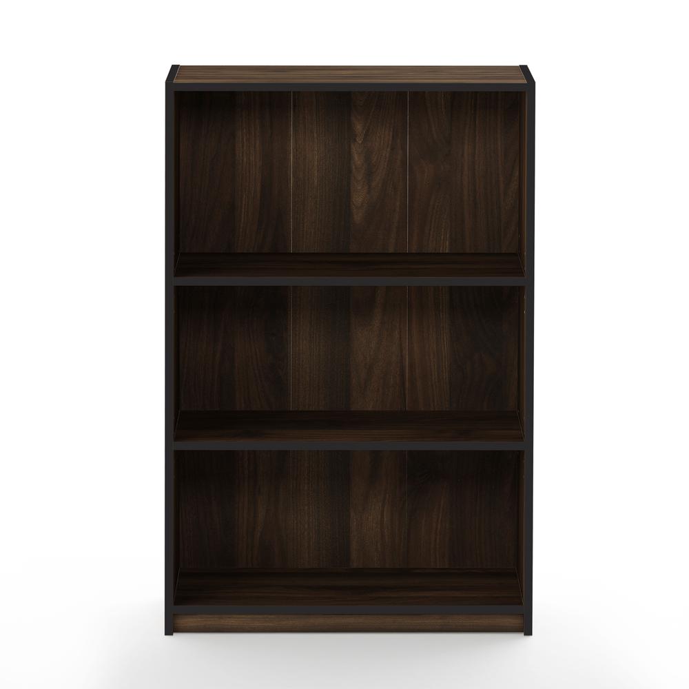 Furinno JAYA Simple Home 3-Tier Adjustable Shelf Bookcase, Columbia Walnut, 14151R1CWN. Picture 3