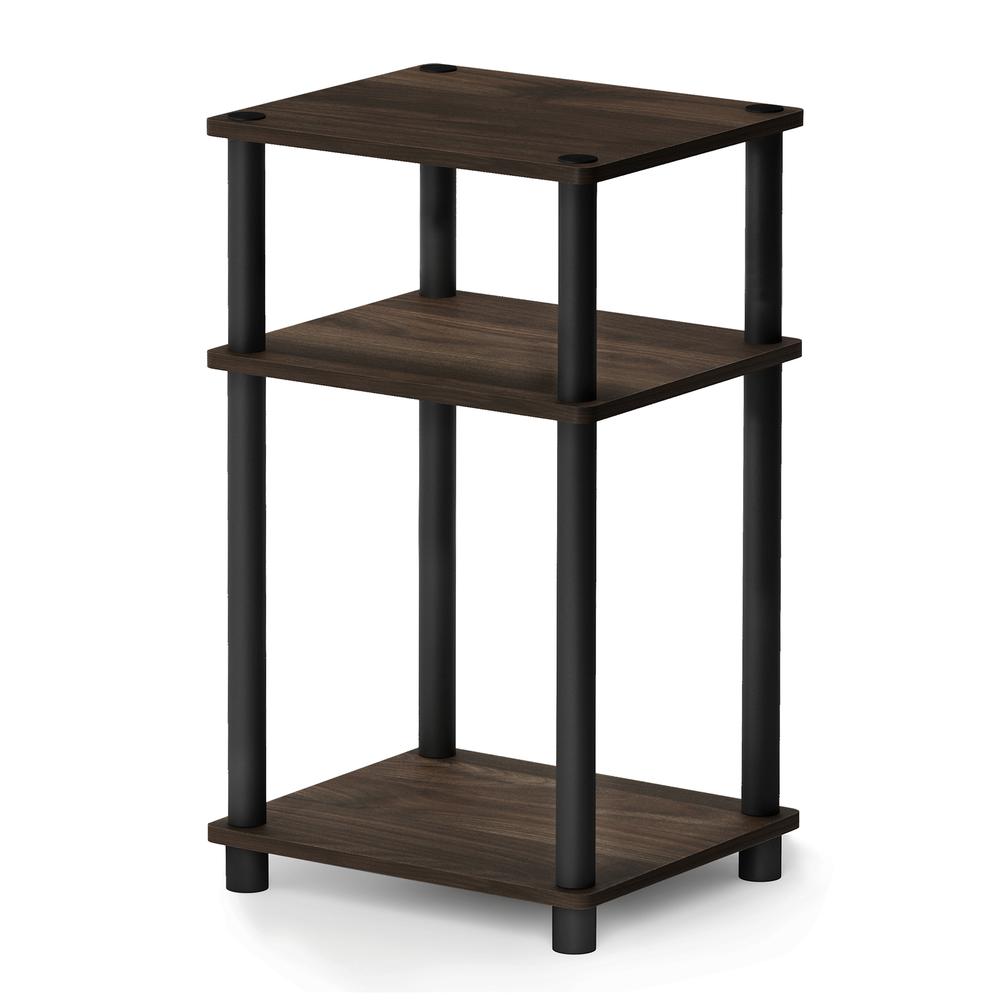 Furinno Just 3-Tier Turn-N-Tube End Table, Columbia Walnut/Brown, 11087CWN/BK. Picture 1