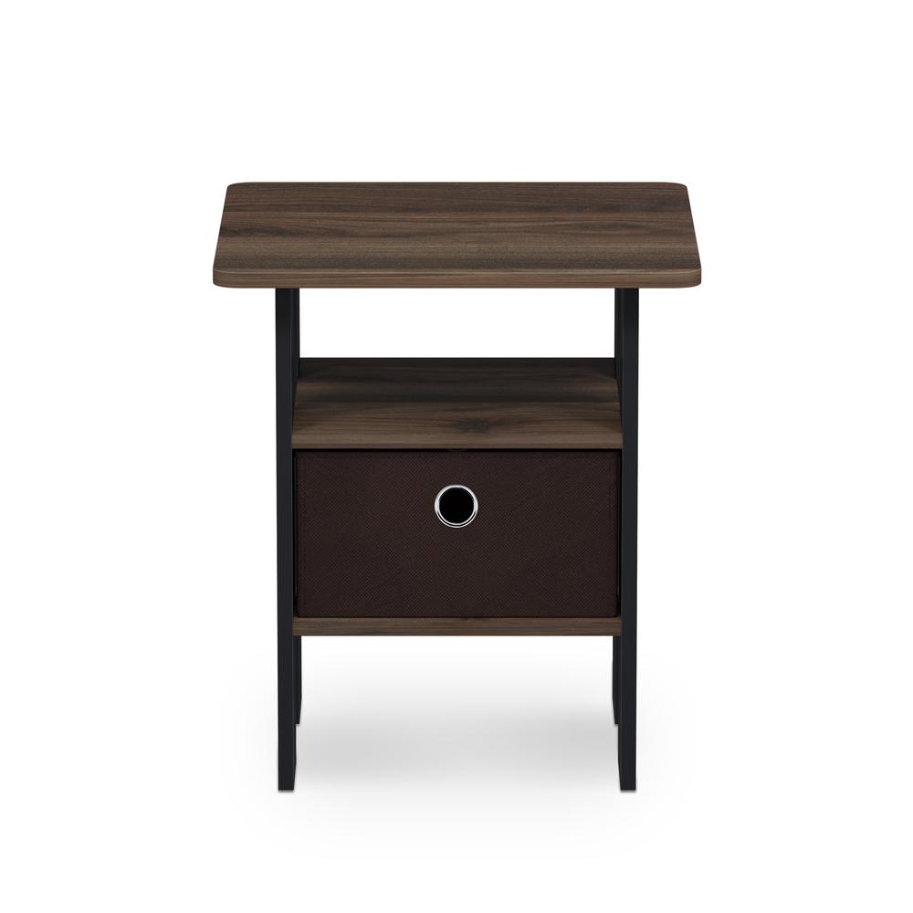 Furinno Andrey End Table Nightstand with Bin Drawer, Columbia Walnut/Dark Brown, 11157CWN/DBR. Picture 3