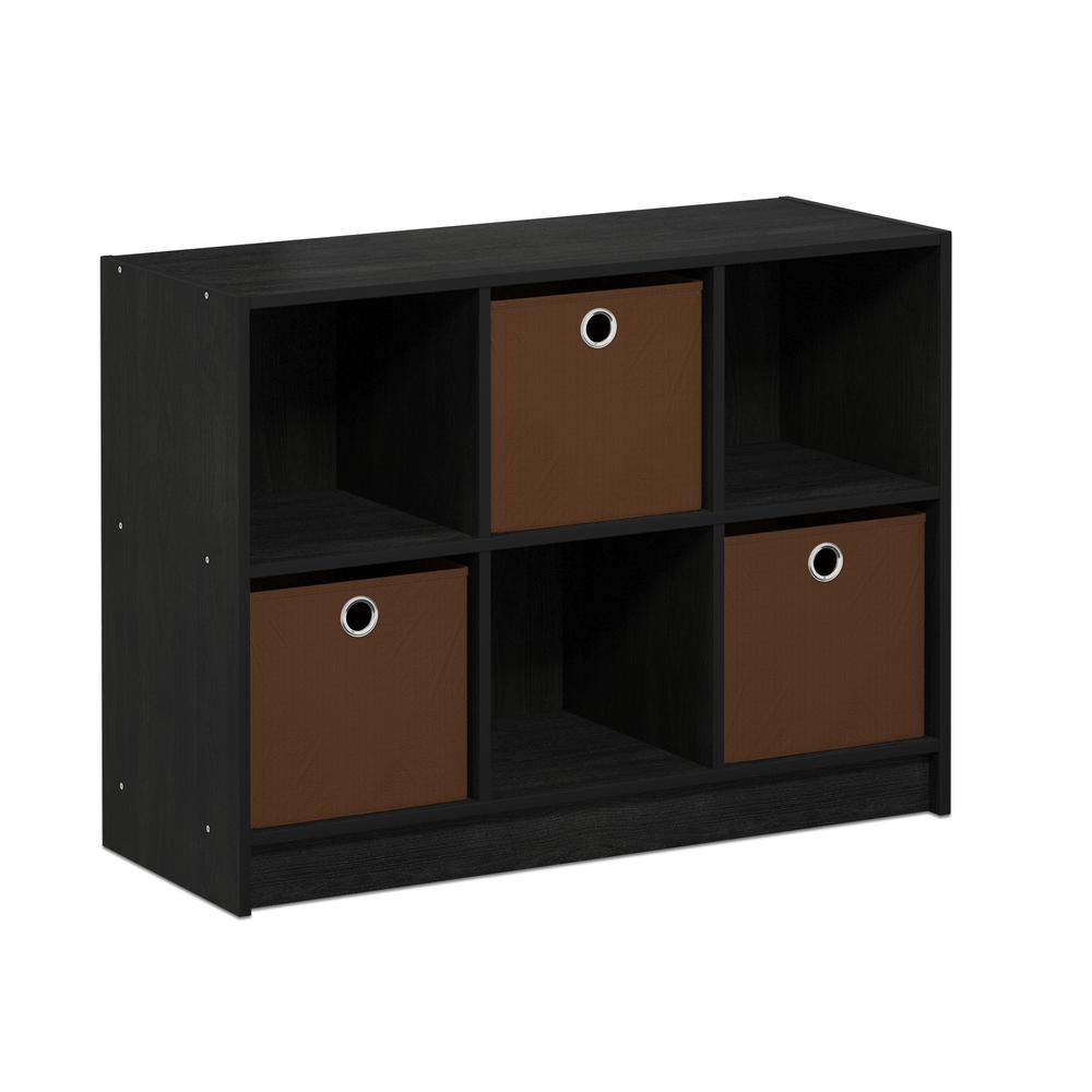 Basic 3x2 Bookcase Storage w/Bins, Americano/Medium Brown. Picture 1