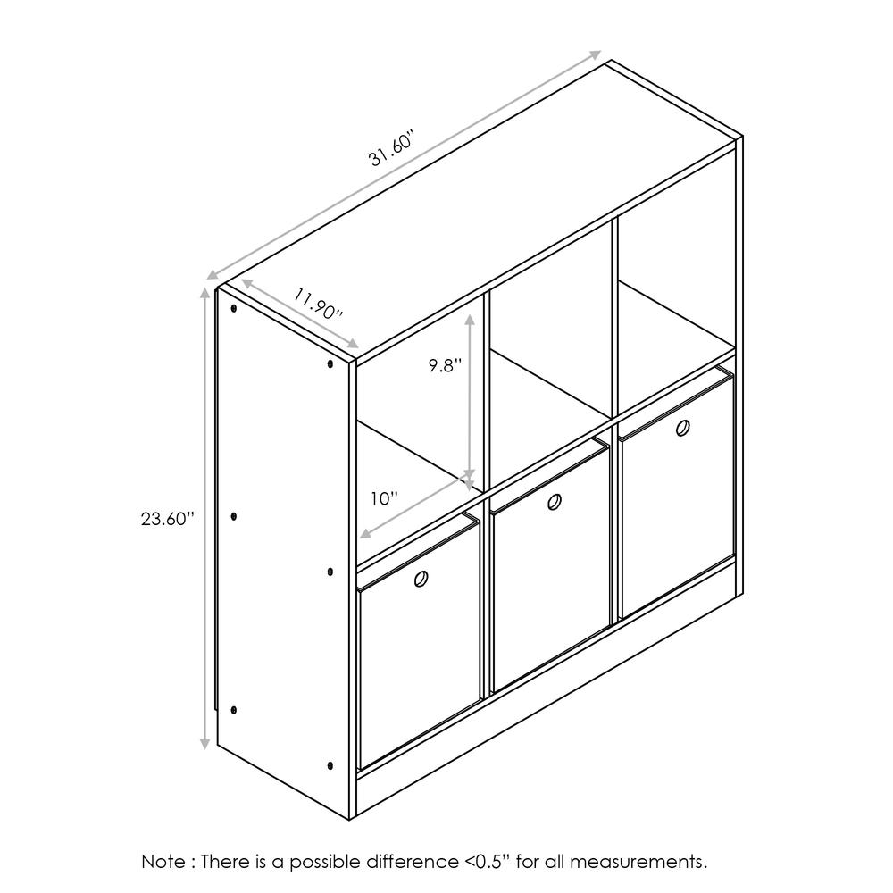 Basic 3x2 Bookcase Storage w/Bins, Americano/Medium Brown. Picture 2