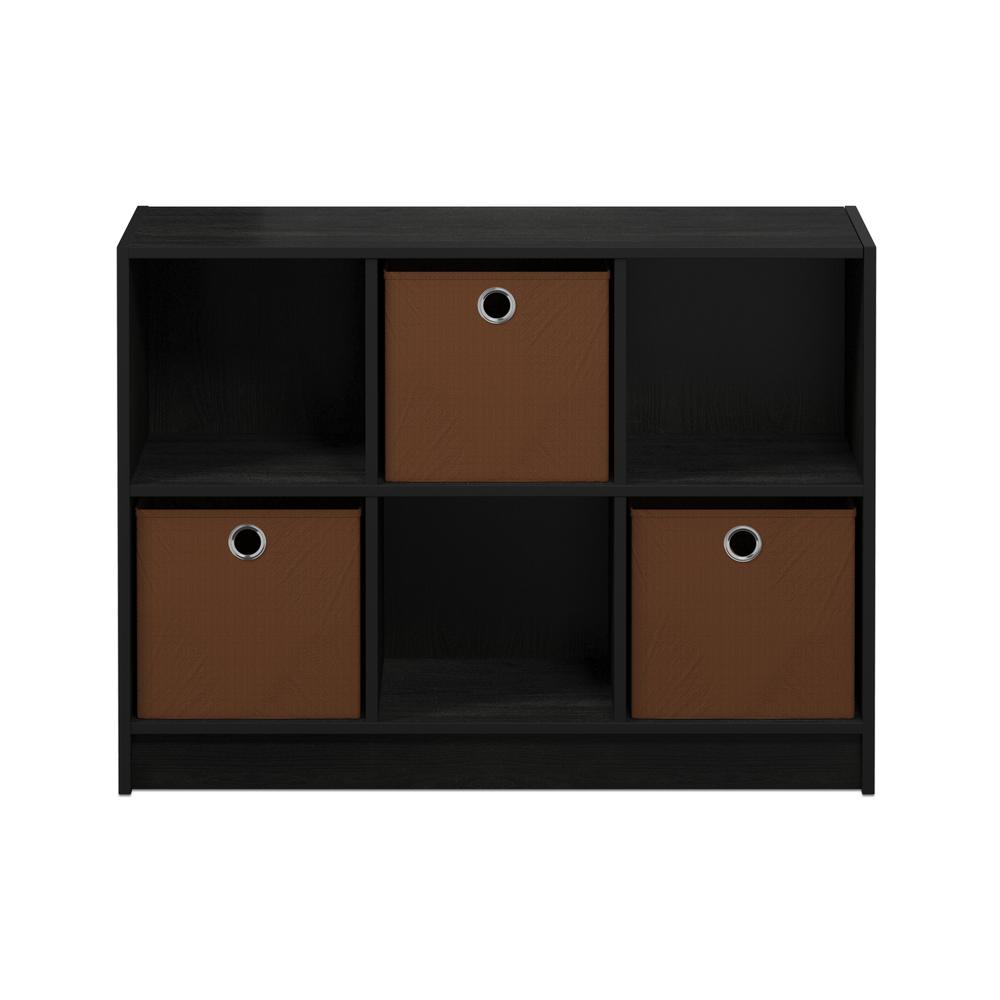 Basic 3x2 Bookcase Storage w/Bins, Americano/Medium Brown. Picture 3