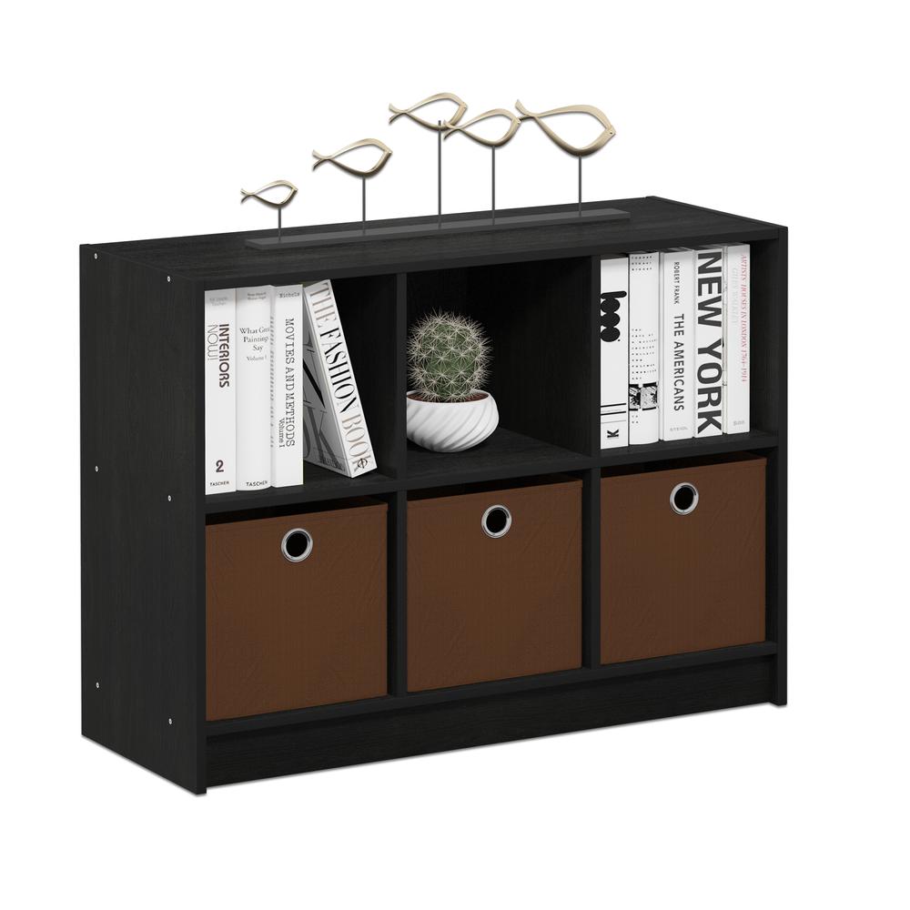 Basic 3x2 Bookcase Storage w/Bins, Americano/Medium Brown. Picture 4
