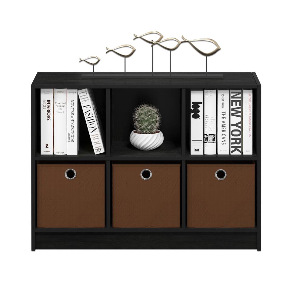 Basic 3x2 Bookcase Storage w/Bins, Americano/Medium Brown. Picture 5