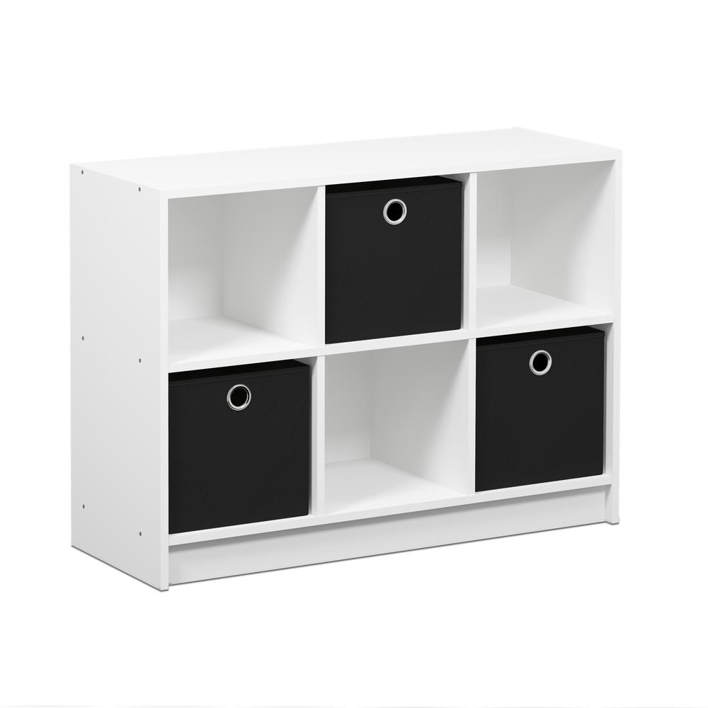 Furinno 99940 Basic 3x2 Bookcase Storage w/Bins, White/Black. Picture 1