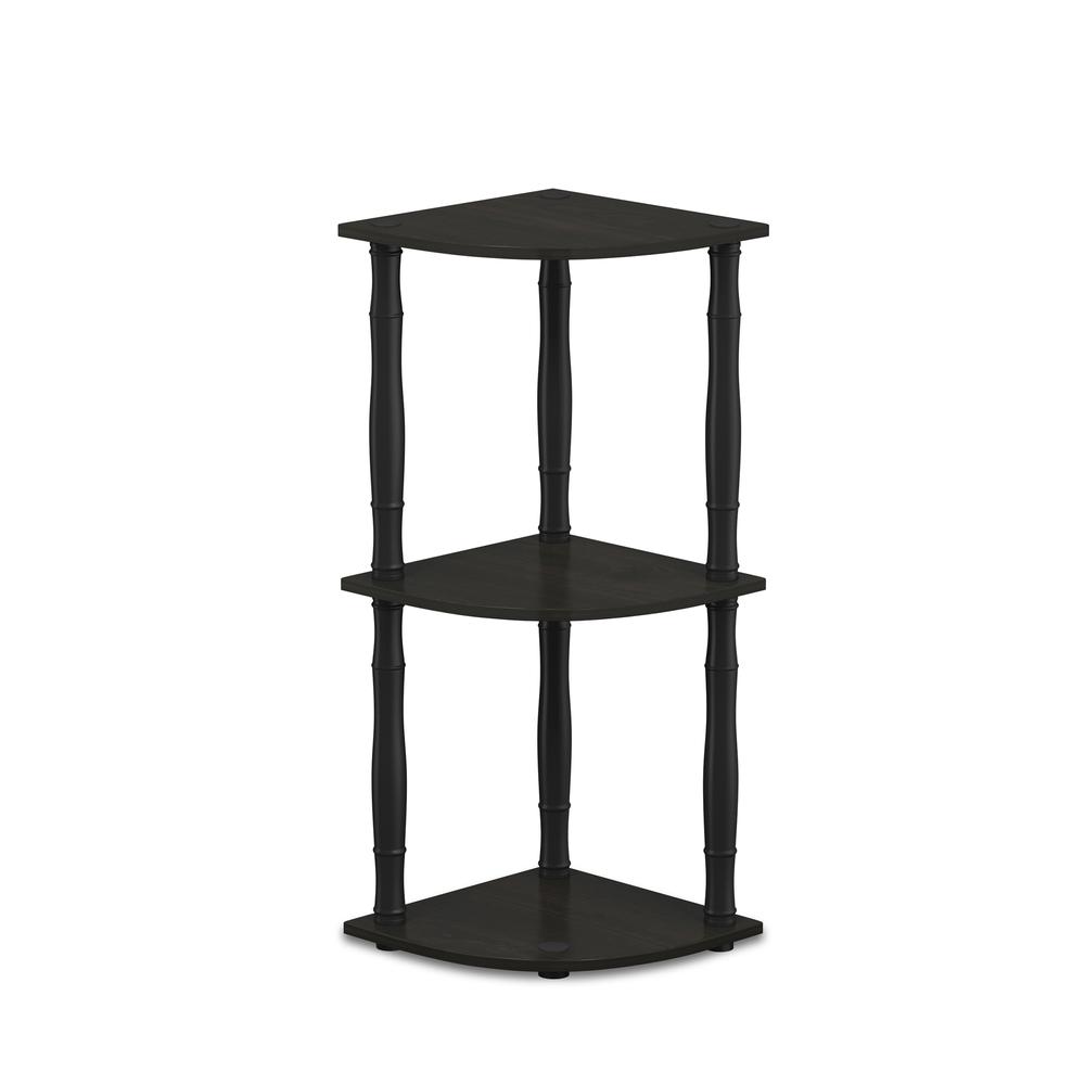 Furinno Turn-N-Tube 3-Tier Corner Display Rack Multipurpose Shelving Unit with Bamboo Tubes, Espresso/Black. Picture 1