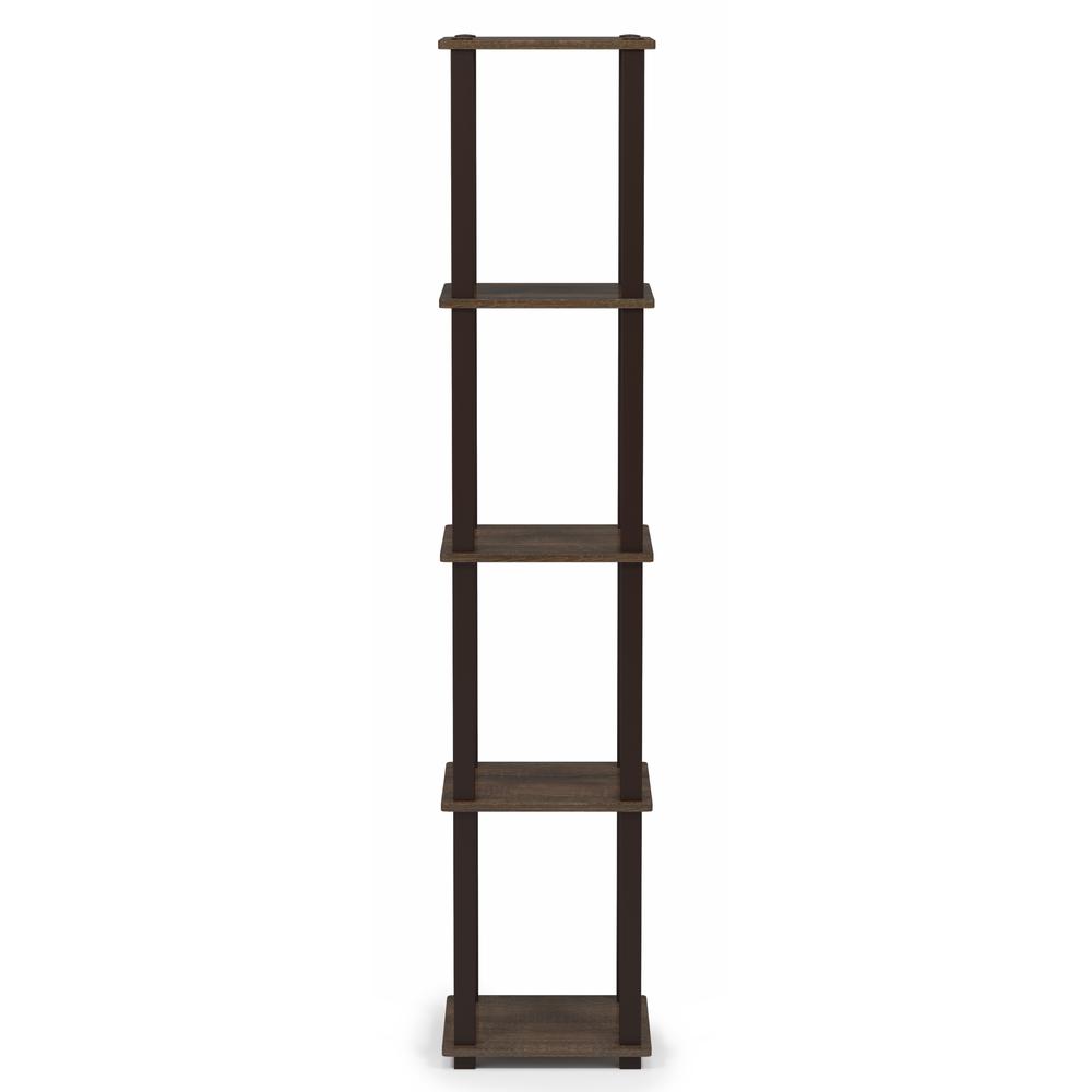 Furinno Turn-S-Tube 5-Tier Corner Square Rack Display Shelf with Square Tube, Walnut/Brown, 18026WN/BR. Picture 3