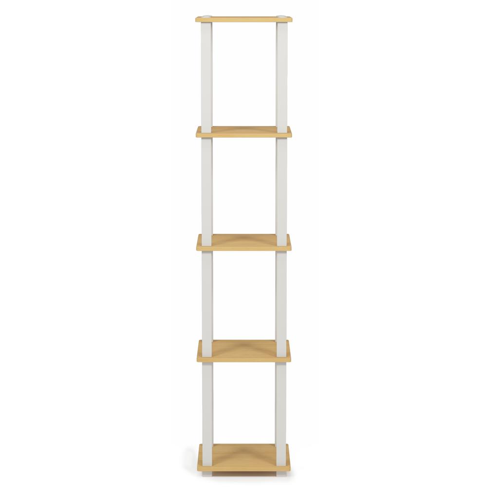 Furinno Turn-S-Tube 5-Tier Corner Square Rack Display Shelf with Square Tube, Beech/White, 18026BE/WH. Picture 3