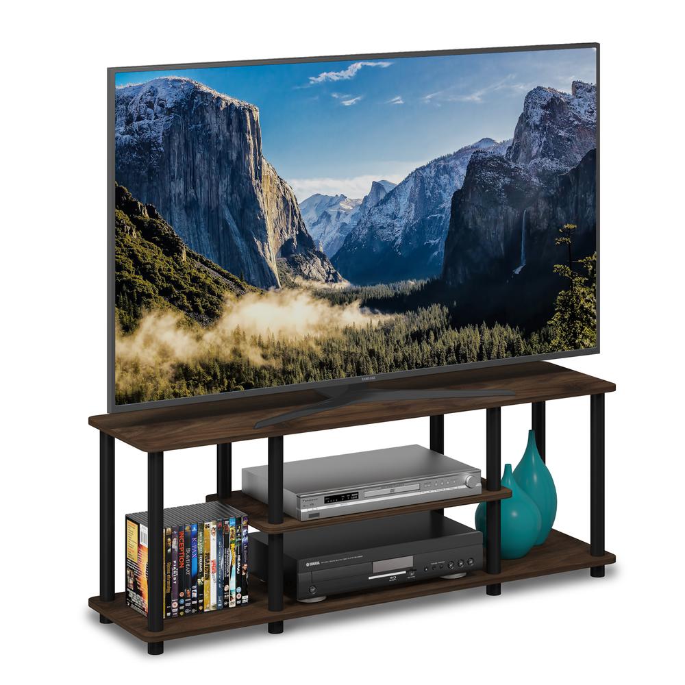 Furinno Turn-N-Tube No Tools 3D 3-Tier Entertainment TV Stands, Columbia Walnut/Black. Picture 4