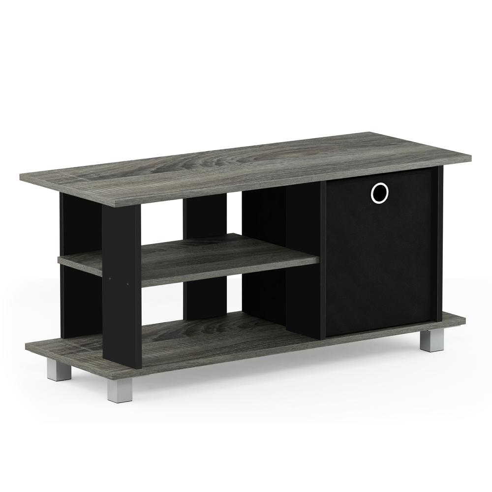 Furinno Simplistic TV Entertainment Center with Bin Drawers, French Oak/Black. Picture 1