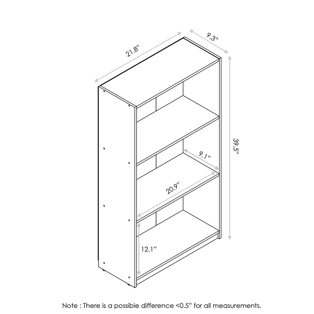Furinno Basic 3-Tier Bookcase Storage Shelves, Pink, 99736PI. Picture 2