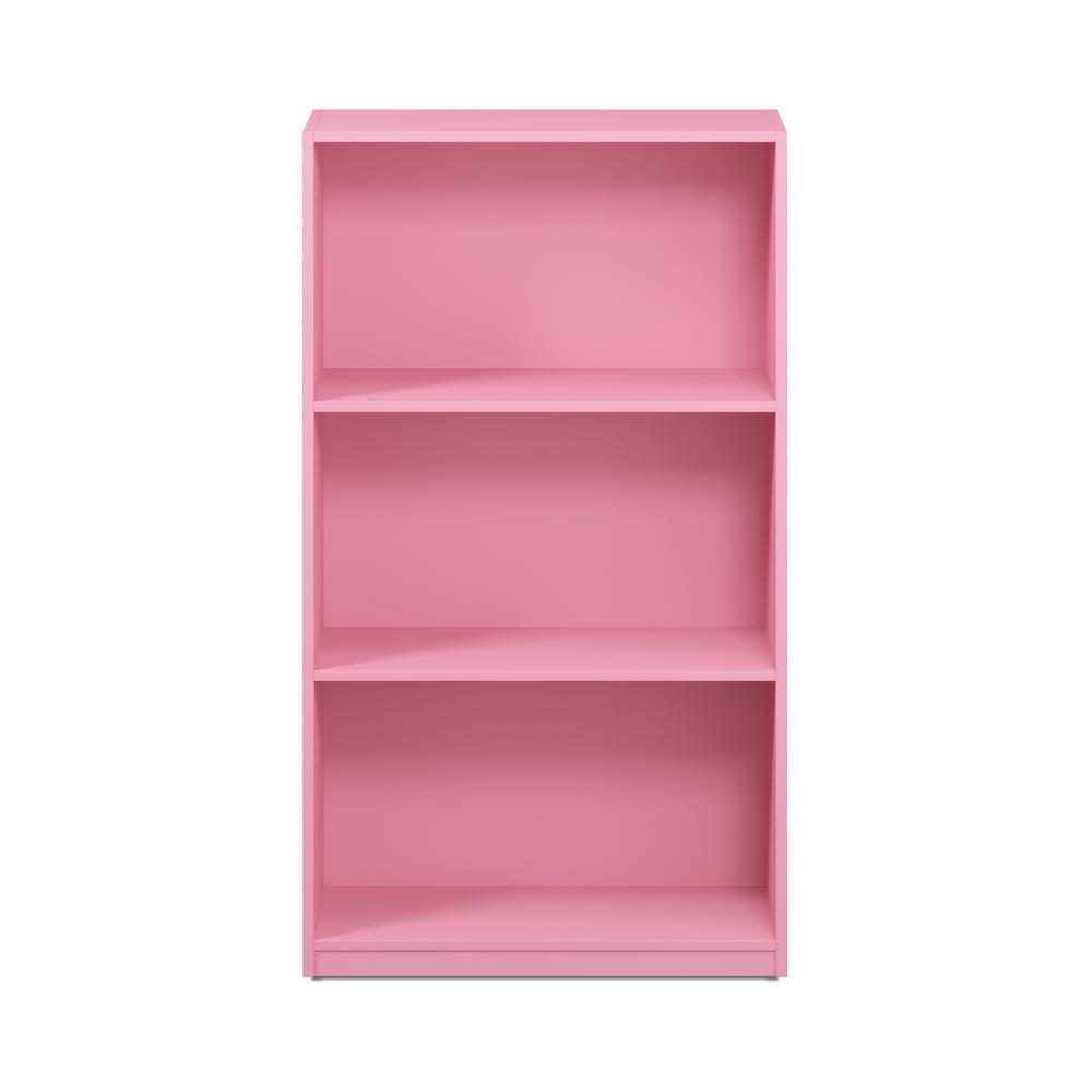 Furinno Basic 3-Tier Bookcase Storage Shelves, Pink, 99736PI. Picture 3