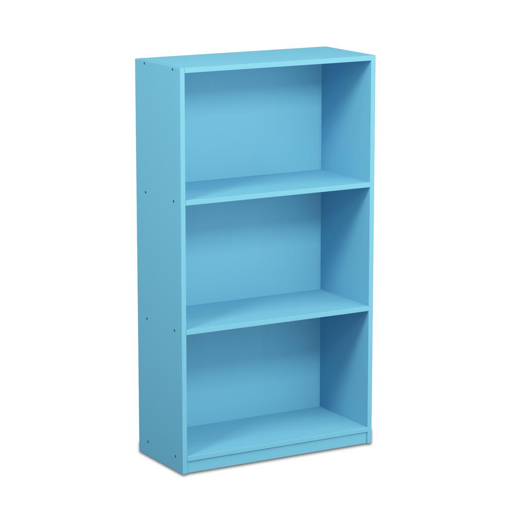 Furinno Basic 3-Tier Bookcase Storage Shelves, Light Blue, 99736LBL. Picture 1