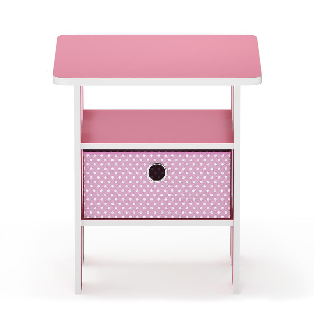 Furinno Andrey End Table Nightstand with Bin Drawer, Pink. Picture 3