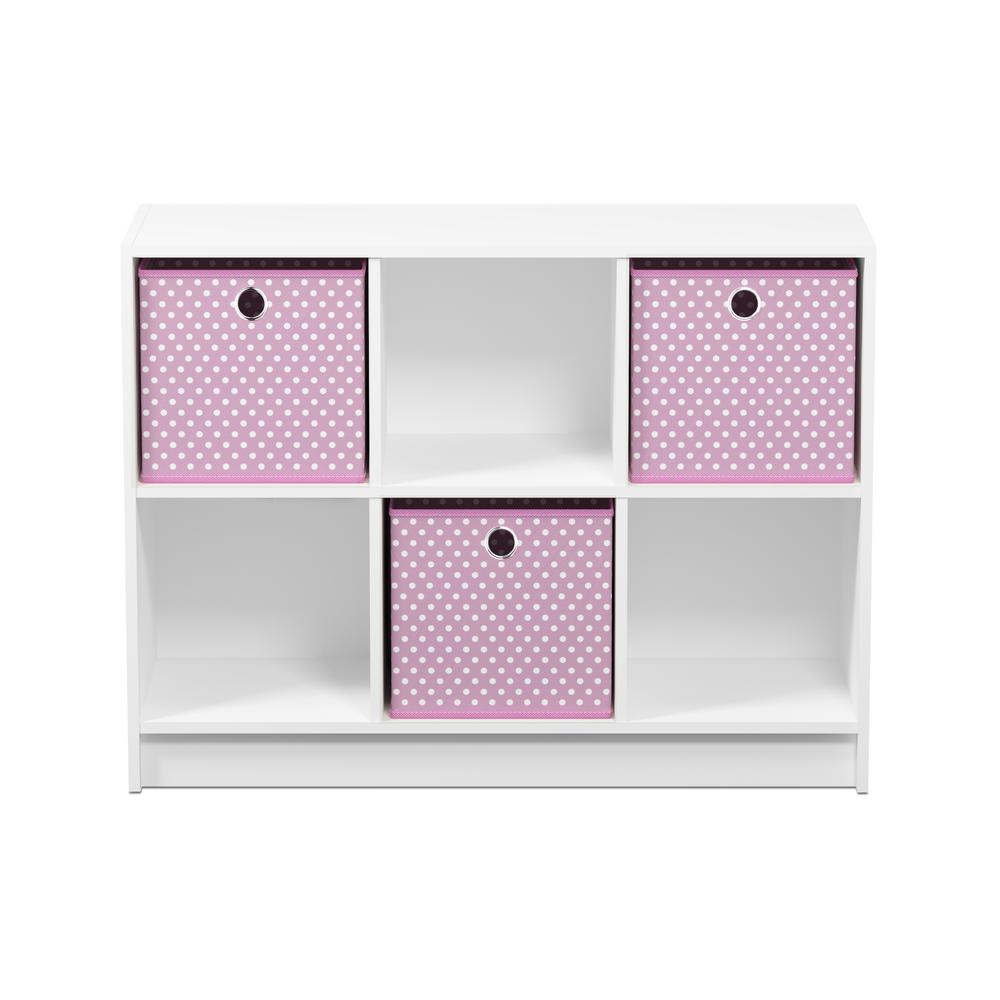 Furinno Basic 3x2 Bookcase Storage w/Bins, White/Pink, 99940WH/LPI. Picture 3