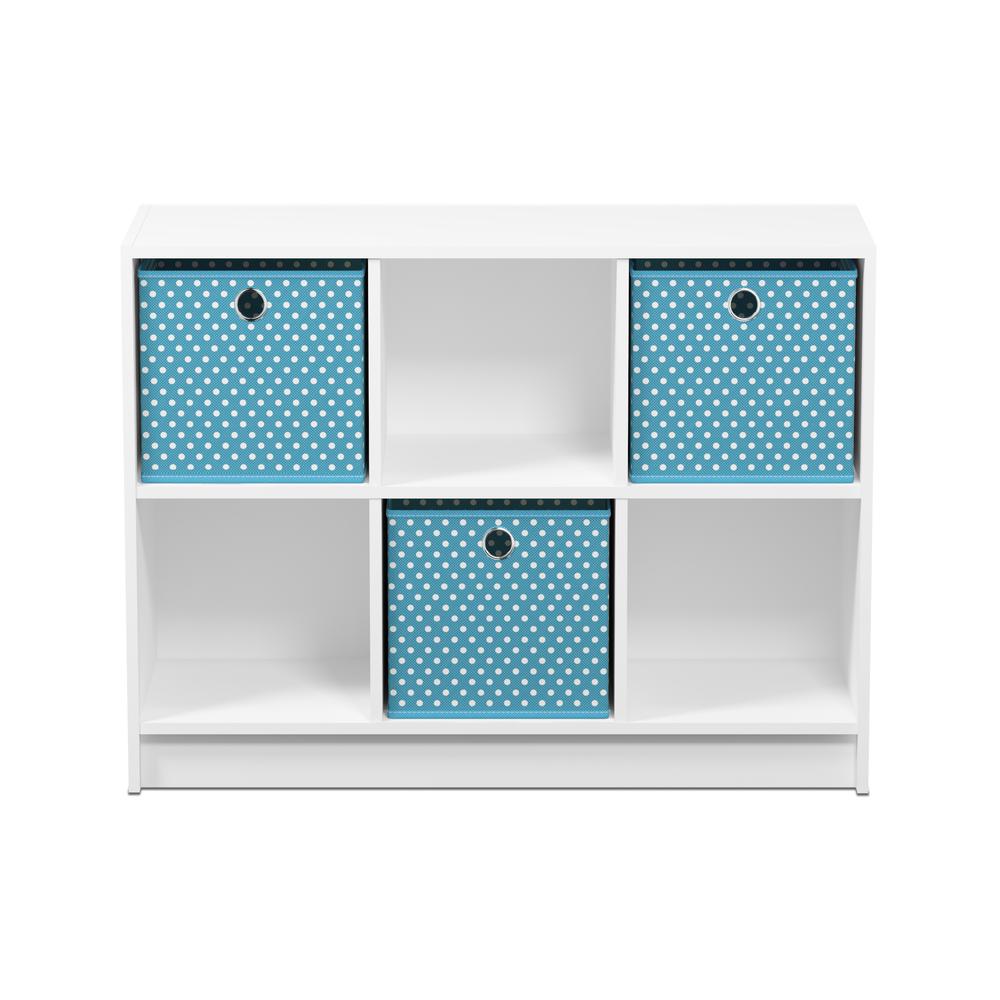 Furinno Basic 3x2 Bookcase Storage w/Bins, White/Light Blue, 99940WH/LBL. Picture 3