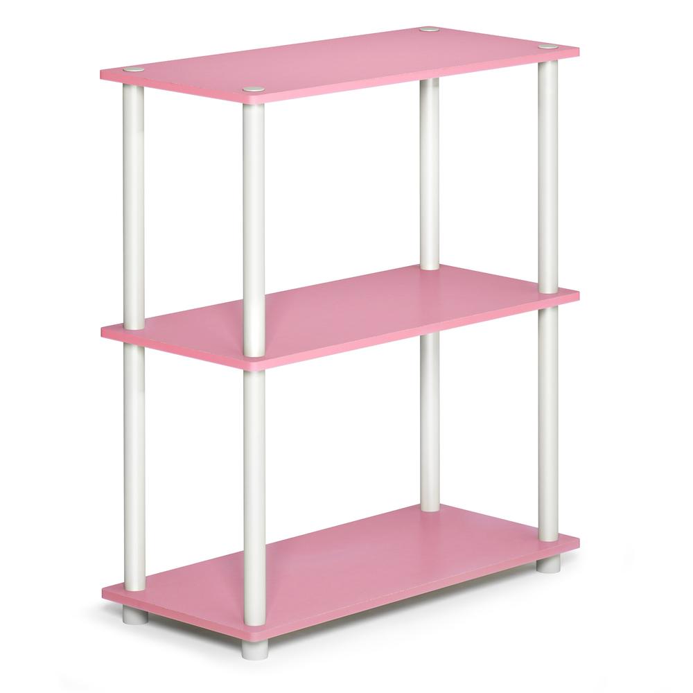 Furinno Turn-N-Tube 3-Tier Compact Multipurpose Shelf Display Rack, Pink/White, 10024PI/WH. Picture 1