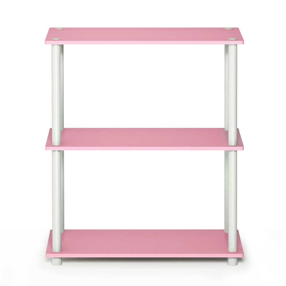 Furinno Turn-N-Tube 3-Tier Compact Multipurpose Shelf Display Rack, Pink/White, 10024PI/WH. Picture 3