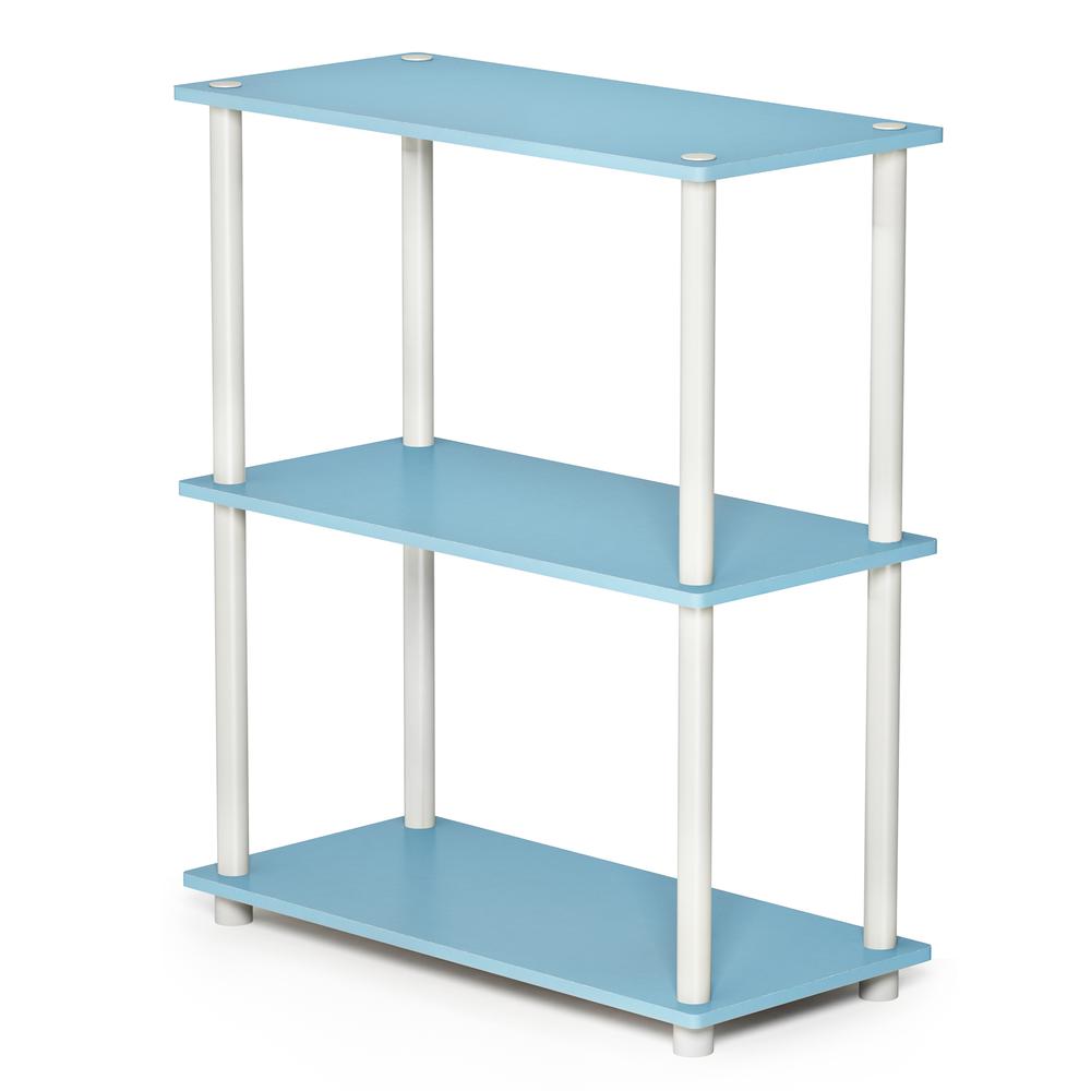 Furinno Turn-N-Tube 3-Tier Compact Multipurpose Shelf Display Rack, Light Blue/White, 10024LBL/WH. Picture 1
