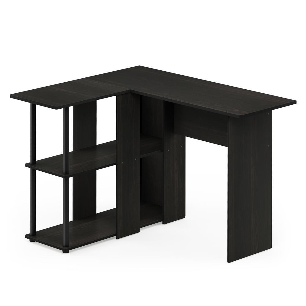 Abbott L-Shape Desk with Bookshelf, Espresso/Black, 17092EX/BK. Picture 1