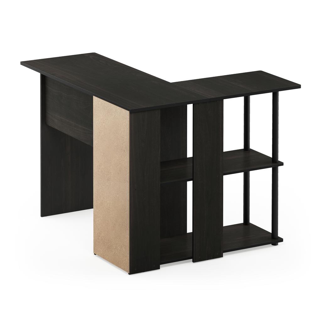 Abbott L-Shape Desk with Bookshelf, Espresso/Black, 17092EX/BK. Picture 4