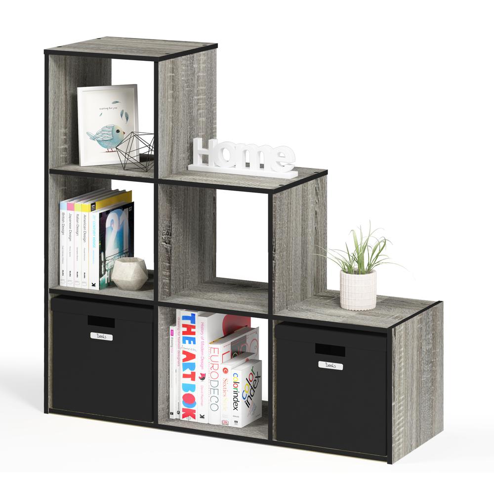 Pelli Cubic Storage Cabinet, 3-2-1, French Oak Grey/Black, 17070GYW. Picture 4