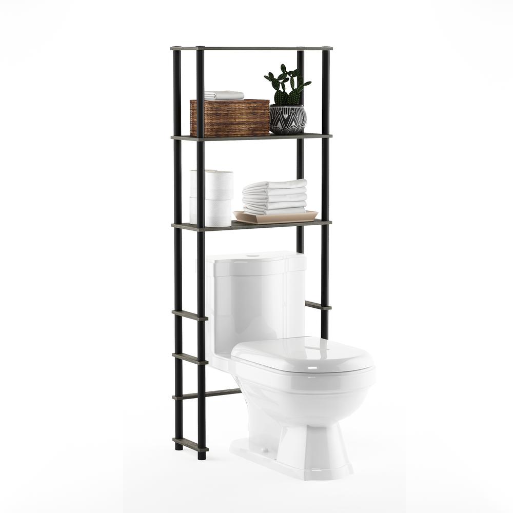 Turn-N-Tube Toilet Space Saver with 3 Shelves, French Oak Grey/Black, 99763GYW/BK. Picture 4
