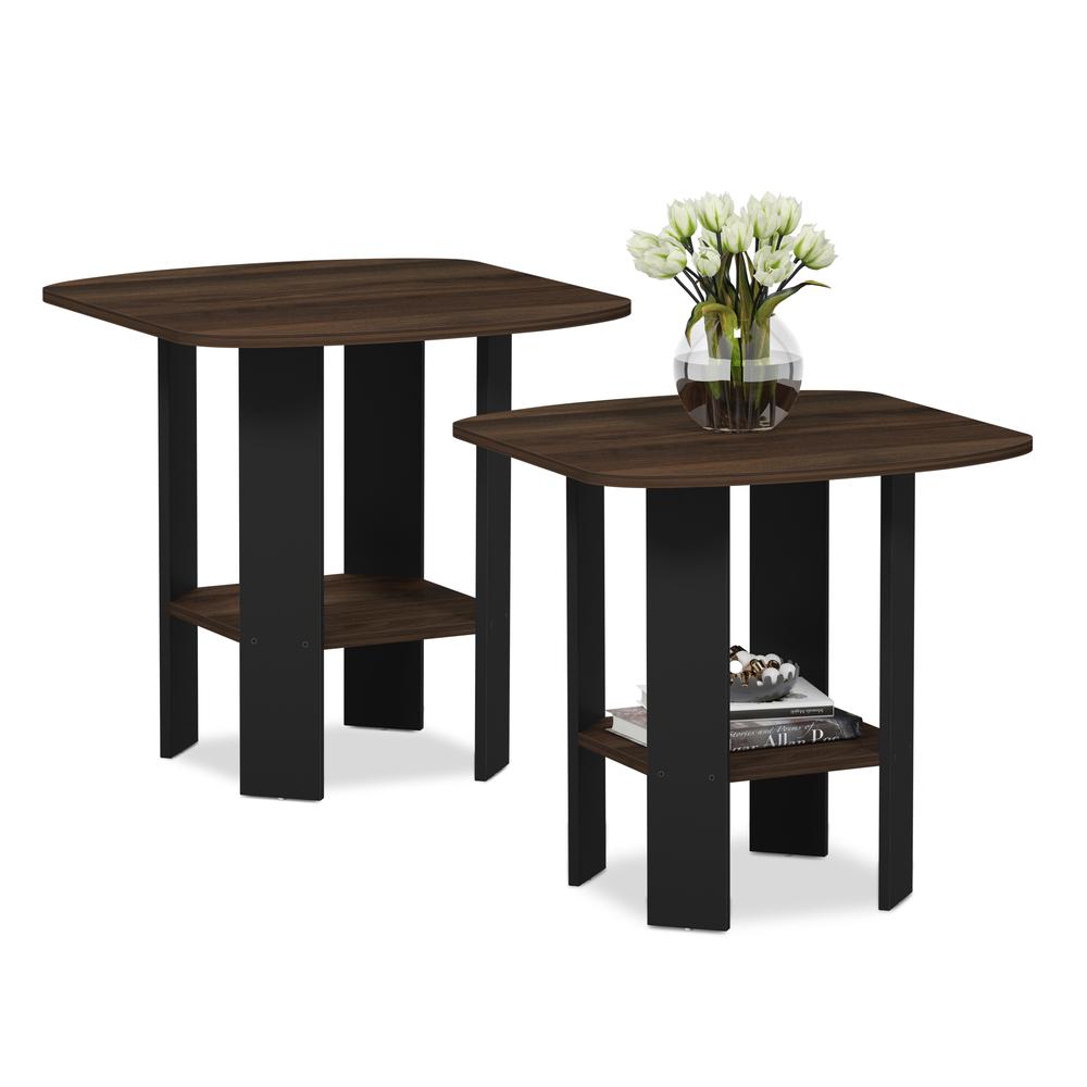 Furinno Simple Design End/SideTable, Columbia Walnut/Black, Set of 2. Picture 3