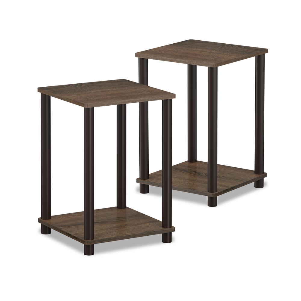 Furinno Turn-N-Tube Haydn End Table, Walnut/Brown, Set of 2. Picture 1