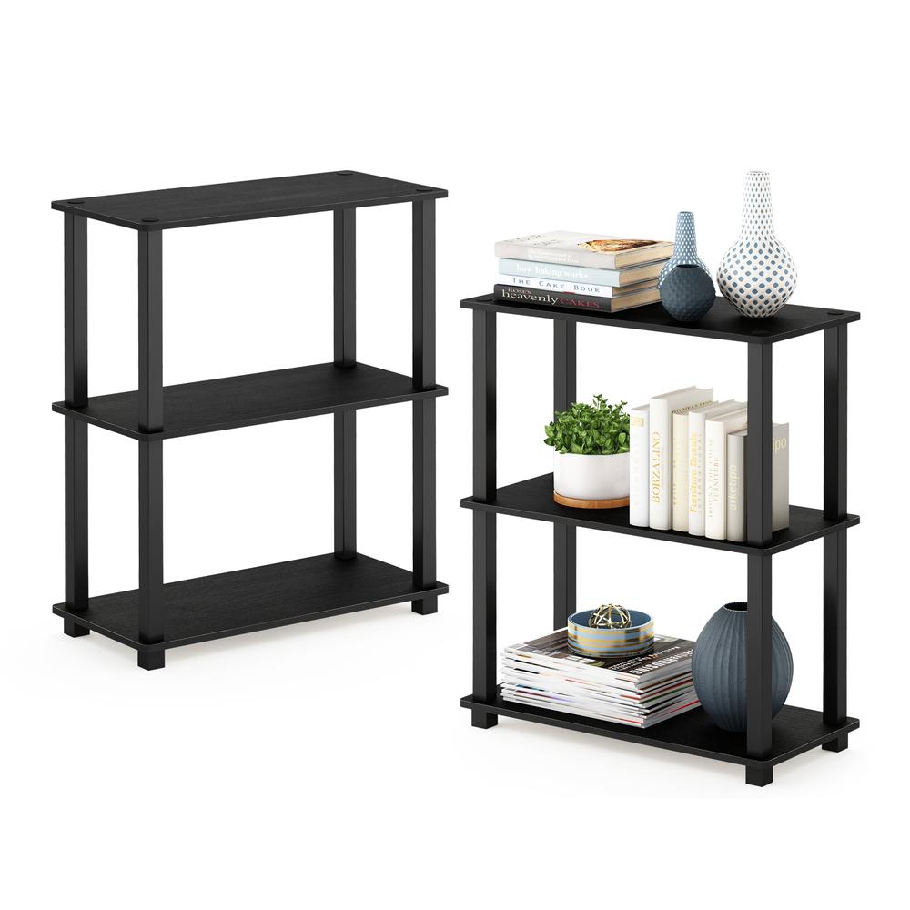 Furinno Turn-S-Tube 3-Tier Compact Multipurpose Shelf Display Rack with Square Tube, Americano/Black, Set of 2. Picture 3