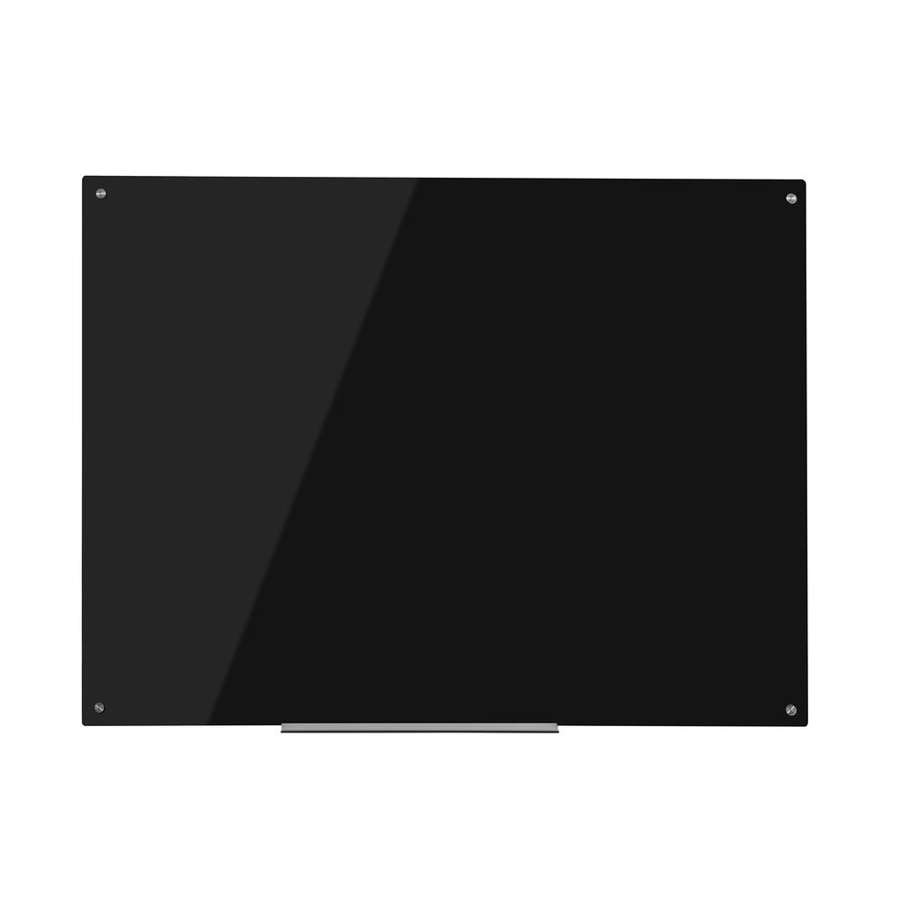 Furinno Eddington Magnetic Glass Dry Erase Board, 36 x 48 Inches, Black. Picture 1