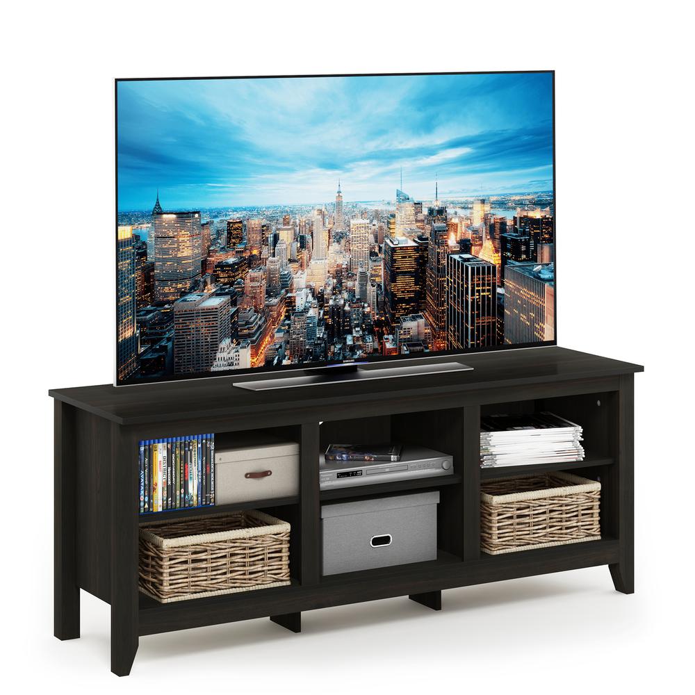 Furinno Jensen TV Stand with Shelves, for TV up to 60 Inch, Espresso. Picture 4