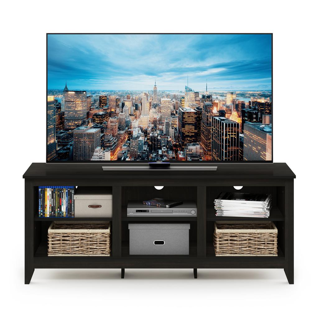 Furinno Jensen TV Stand with Shelves, for TV up to 60 Inch, Espresso. Picture 5