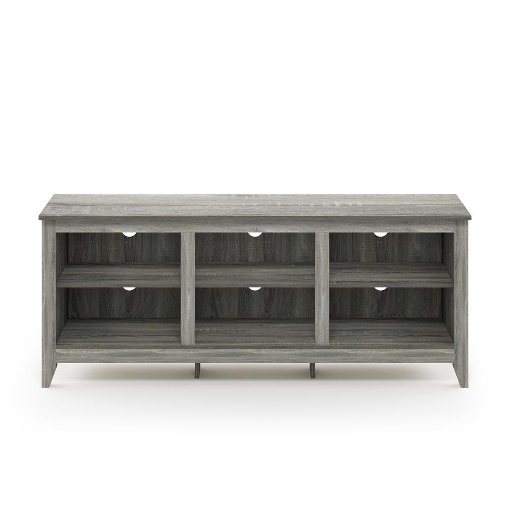 Furinno Jensen TV Stand with Shelves, for TV up to 60 Inch, French Oak Grey. Picture 3
