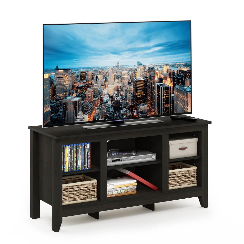 Furinno Jensen TV Stand with Shelves, for TV up to 47 Inch, Espresso. Picture 4