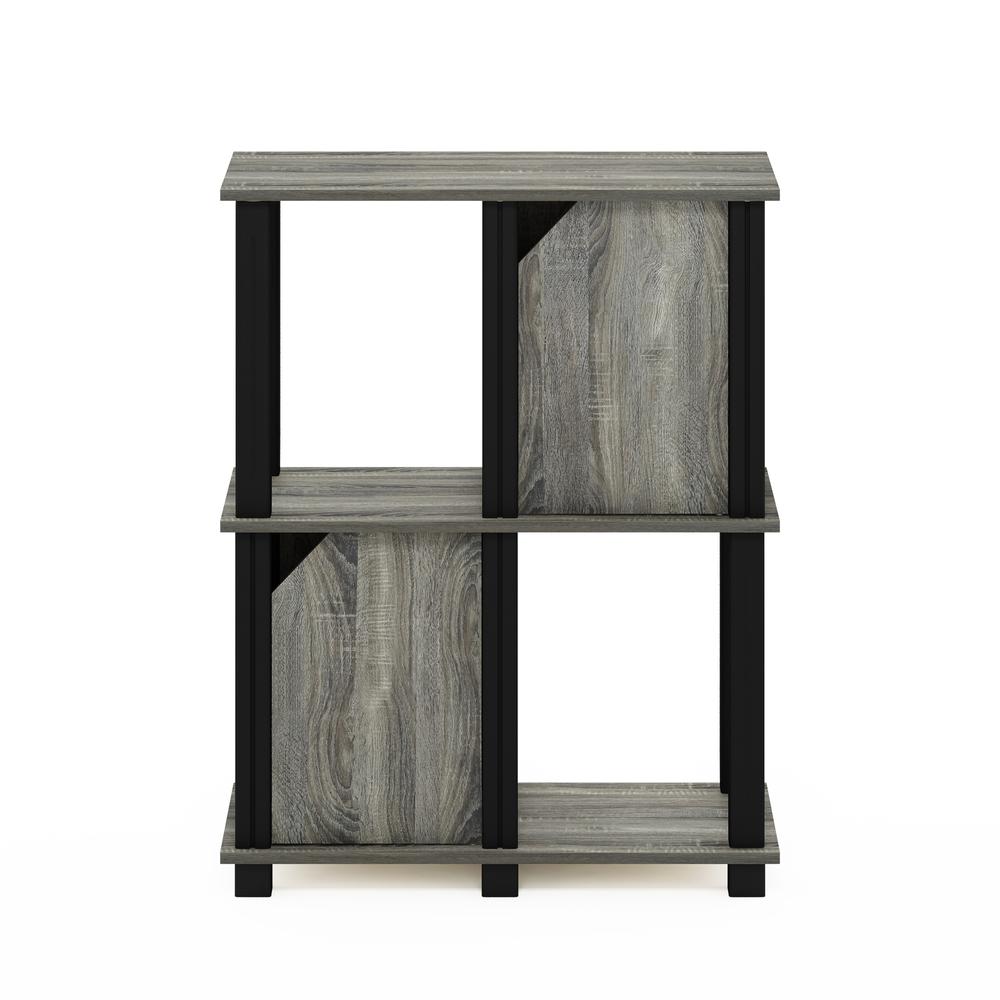 Furinno Brahms 3-Tier Storage Shelf with 2 Doors, French Oak Grey/Black. Picture 3