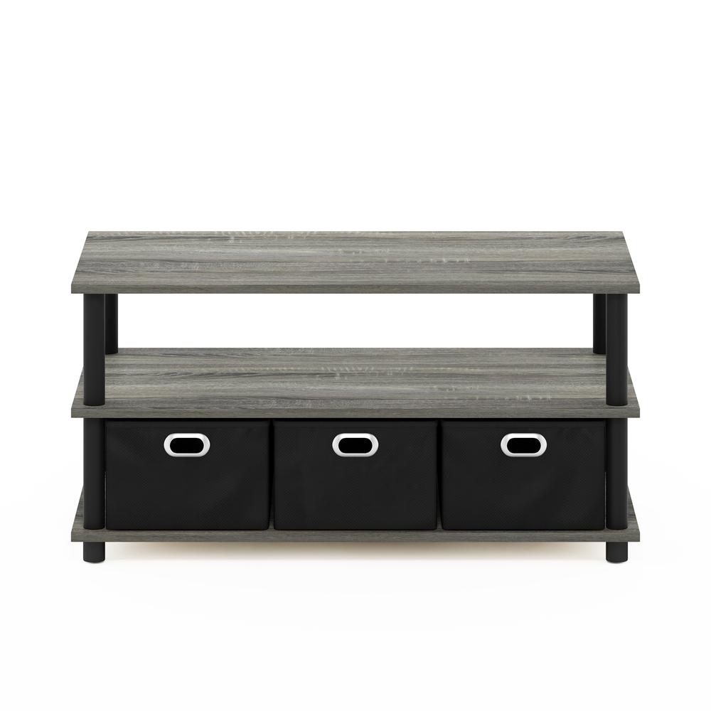 Furinno Frans Turn-N-Tube Coffee Table with Bin Drawers, French Oak/Black/Black. Picture 3