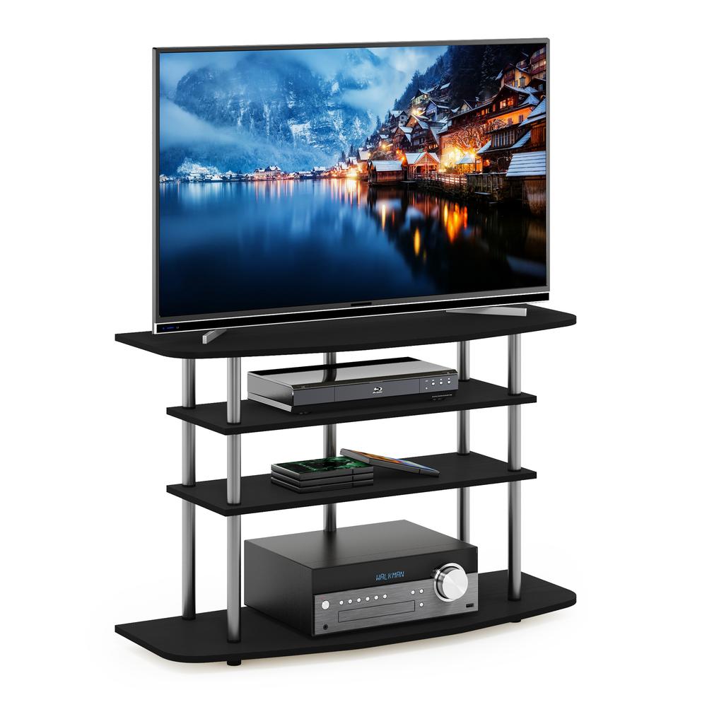 Furinno Frans Turn-N-Tube 4-Tier TV Stand for TV up to 46, Black Oak. Picture 4