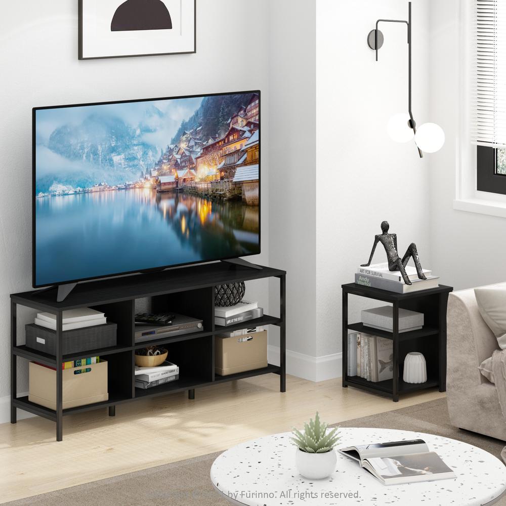 Furinno Camnus Modern Living TV Stand for TVs up to 60 Inch, Americano/Black. Picture 7